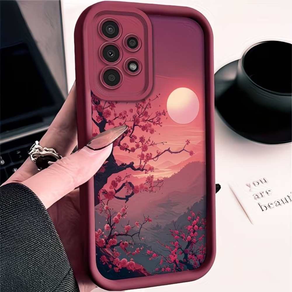 Phone Cases Red - Casing Ponsel Anti Jatuh Sunset Mountain