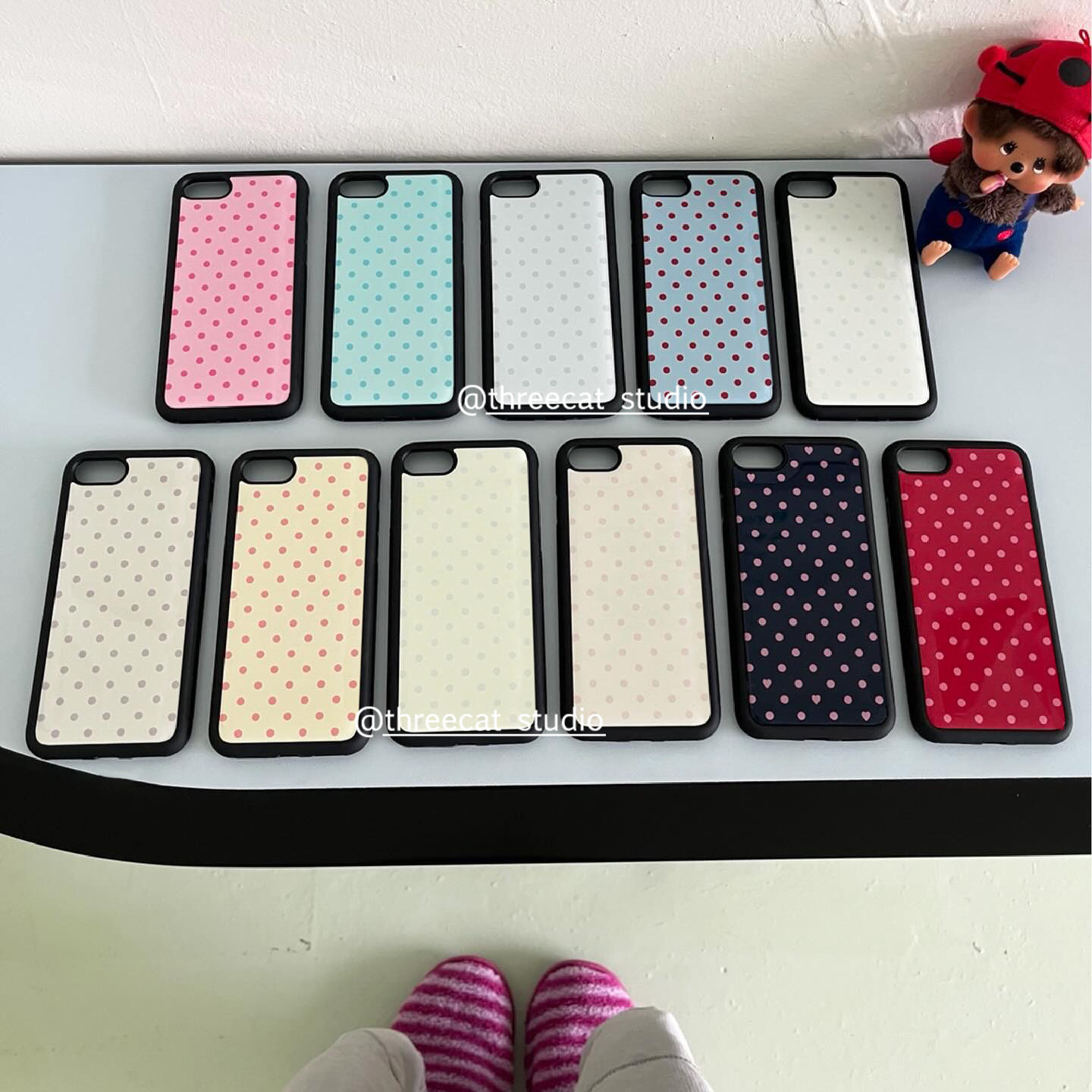 Phone Cases Korea - Casing Ponsel Matte Motif Polkadot Warna-warni