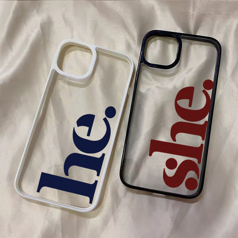 Phone Cases Shein - Casing HP Couple He She Letter