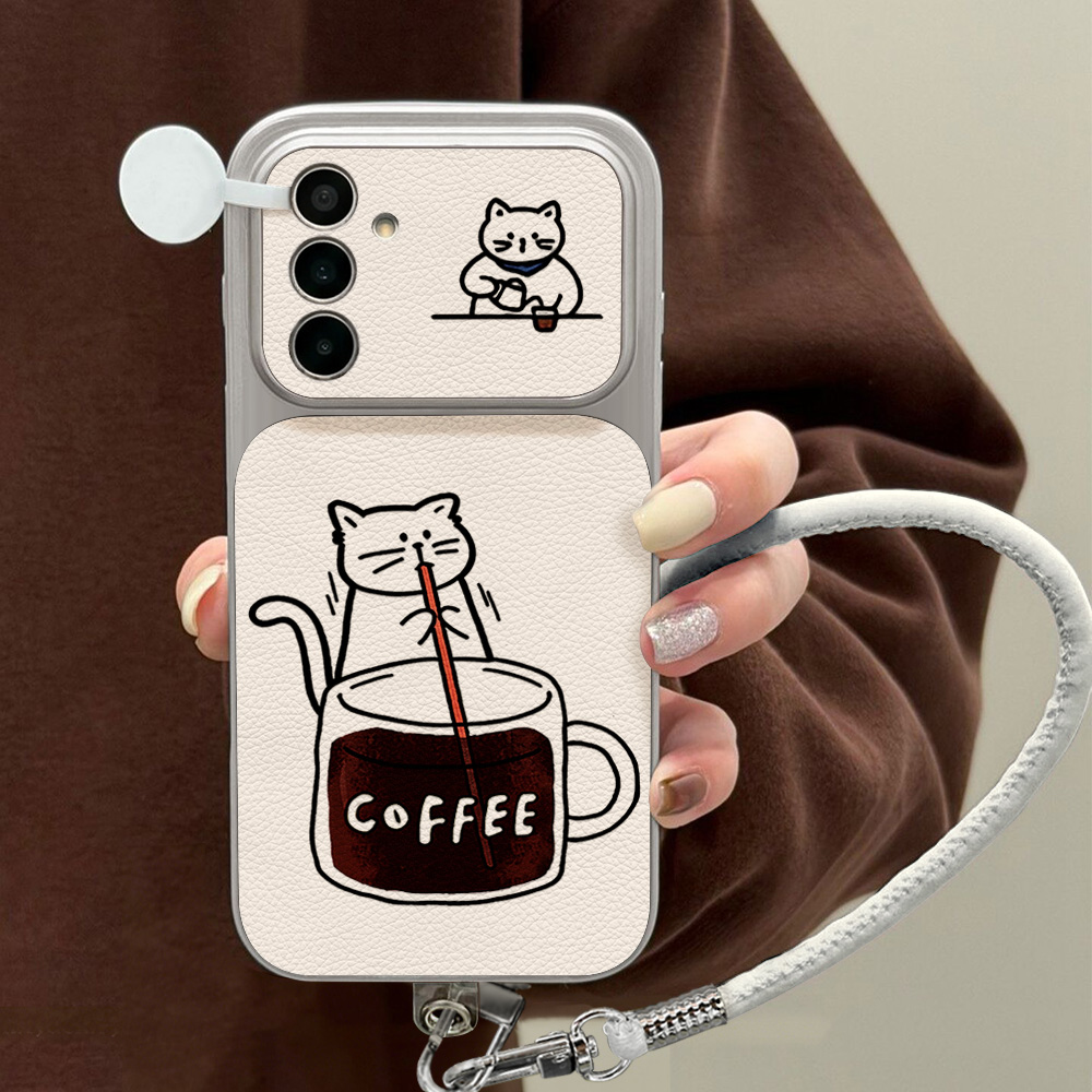 Phone Cases Samsung A14 - Casing Ponsel Kucing Lucu Motif Kopi