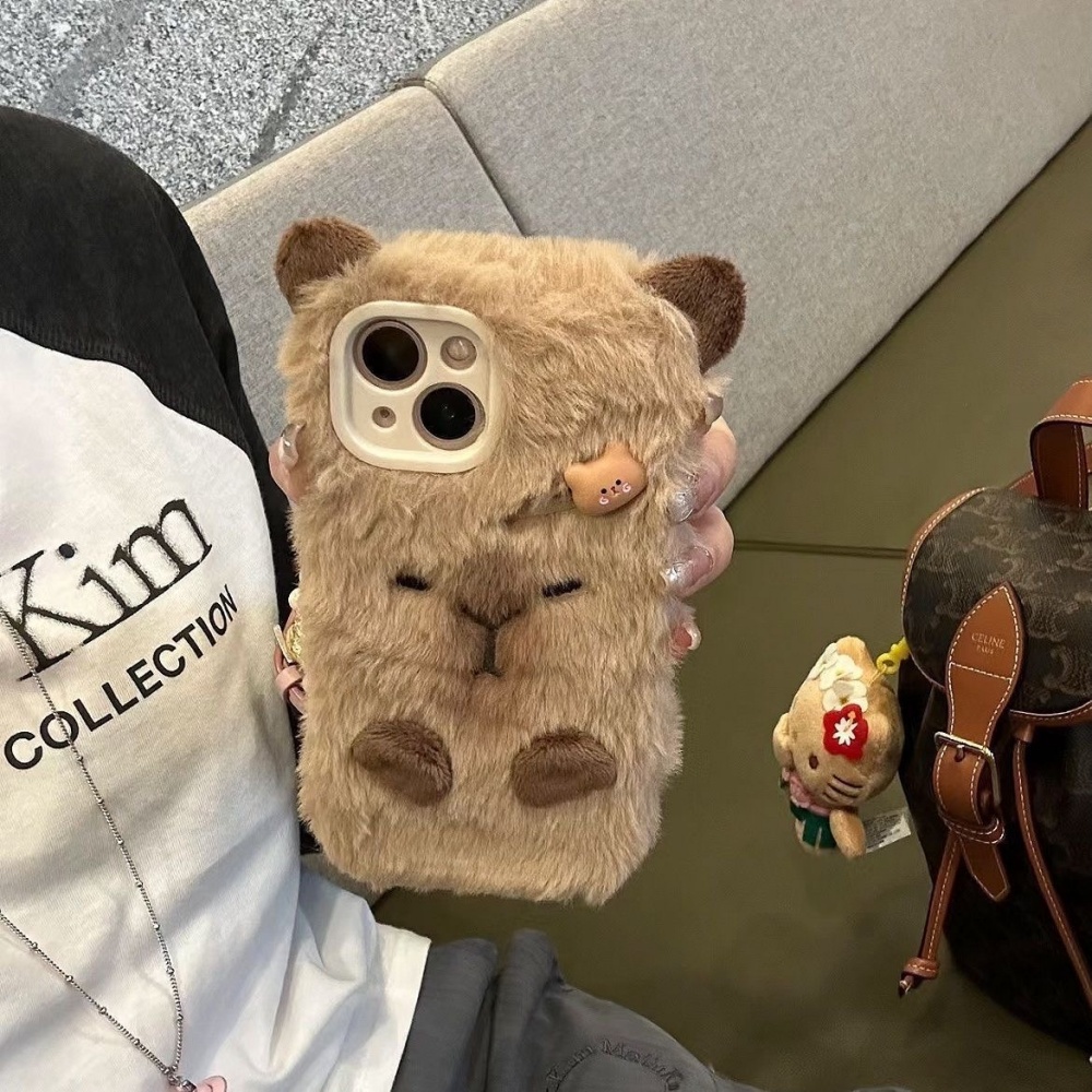 Phone Cases Apple - Casing Ponsel Bulu Kapibara Mewah untuk
