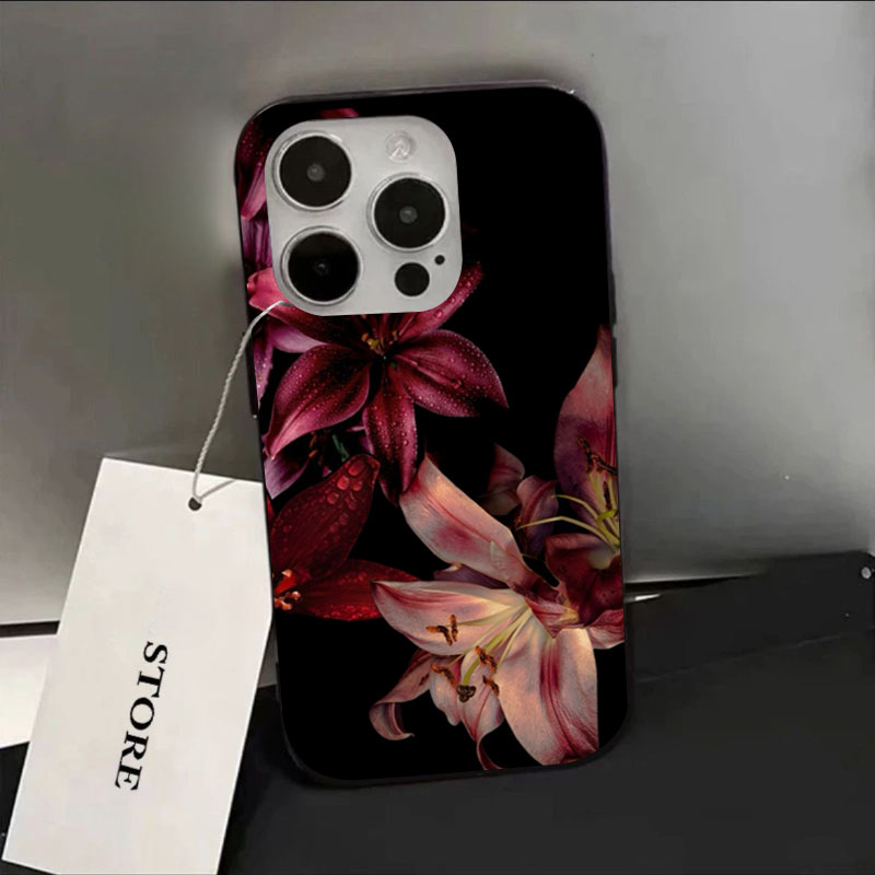 Phone Cases Red - Casing Ponsel Bunga Lily Merah Elegan