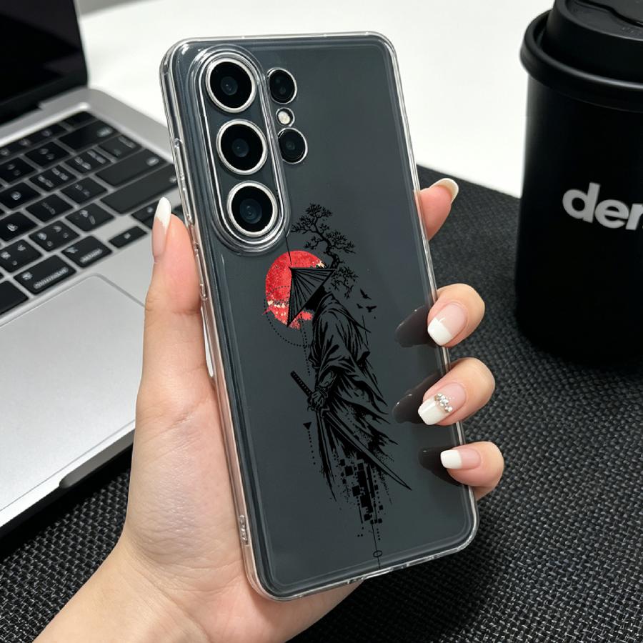 Phone Cases Red - Casing Samurai dengan Cetakan Matahari Merah
