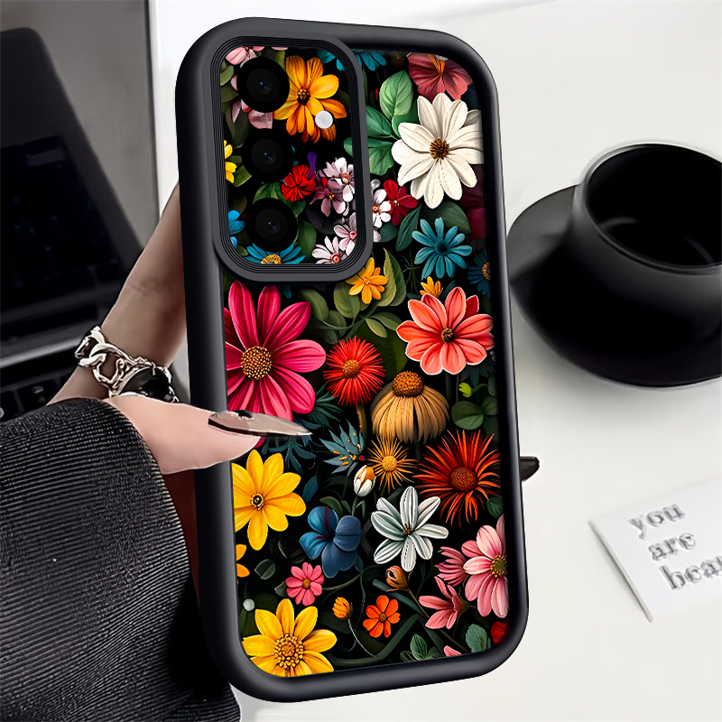 Phone Cases Samsung A14 - Casing Pola Bunga Warna-warni untuk Samsung