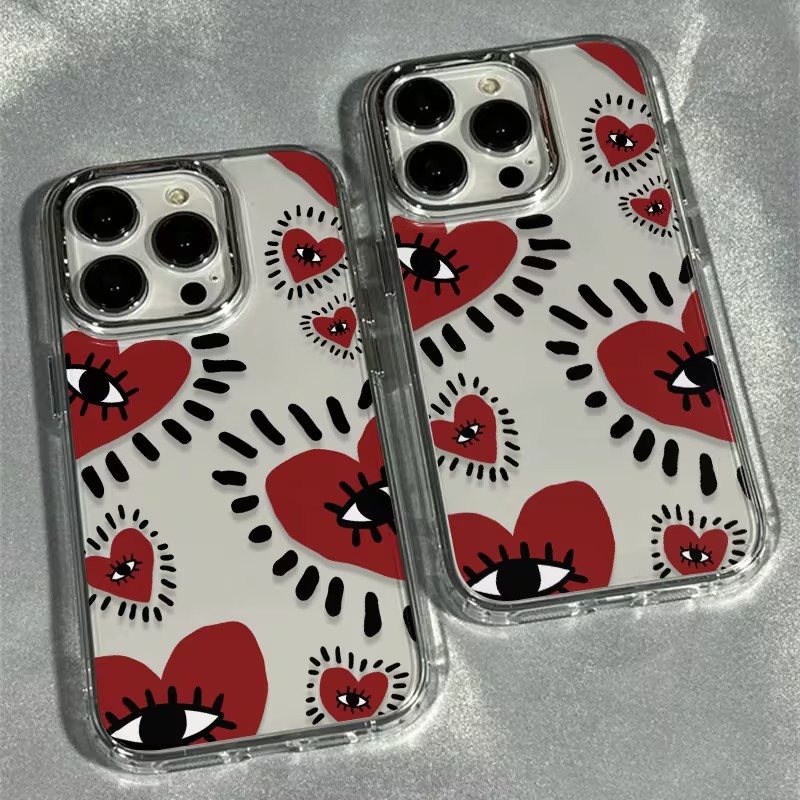 Phone Cases Red - Casing HP Lembut Bingkai Mata Hati