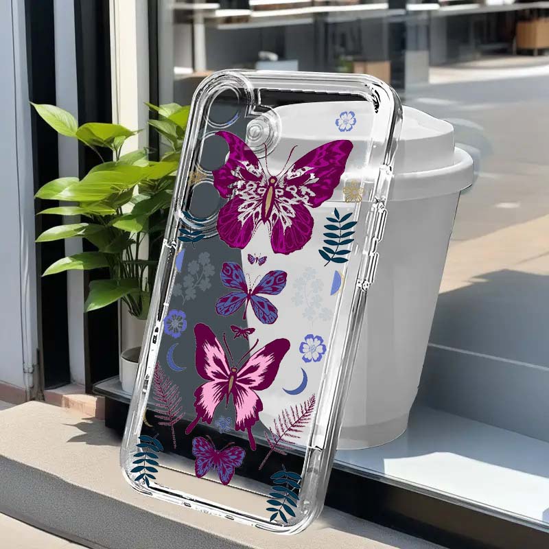 Phone Cases Samsung A14 - Casing Ponsel Grafis Kupu-kupu Ungu untuk