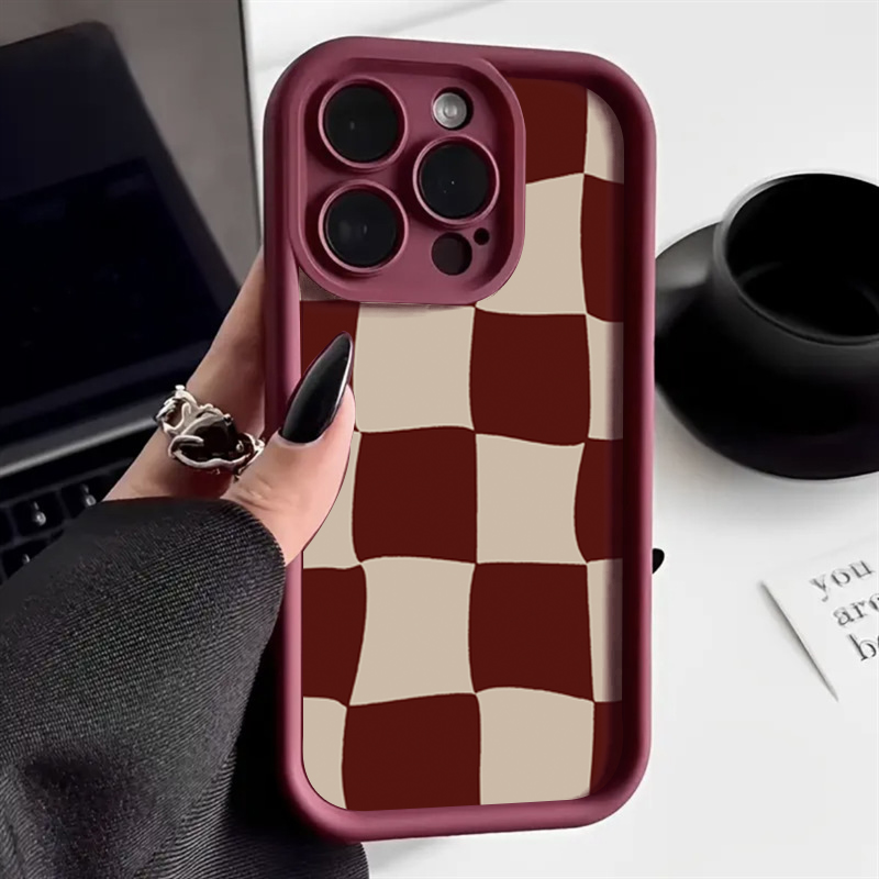 Casing Ponsel Pola Grid Deform - Phone Cases Red ulasan dan harga