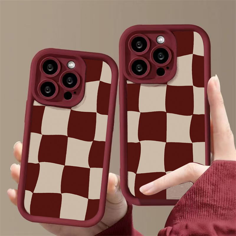 Casing Ponsel Pola Grid Deform - Phone Cases Red ulasan dan harga