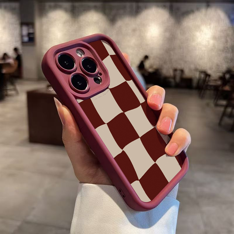 Casing Ponsel Pola Grid Deform - Phone Cases Red ulasan dan harga